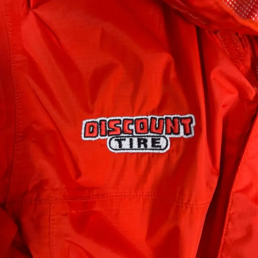 North Face DryVent Rain Jacket Mens L Red Packable Hood Waterproof Discount Tire